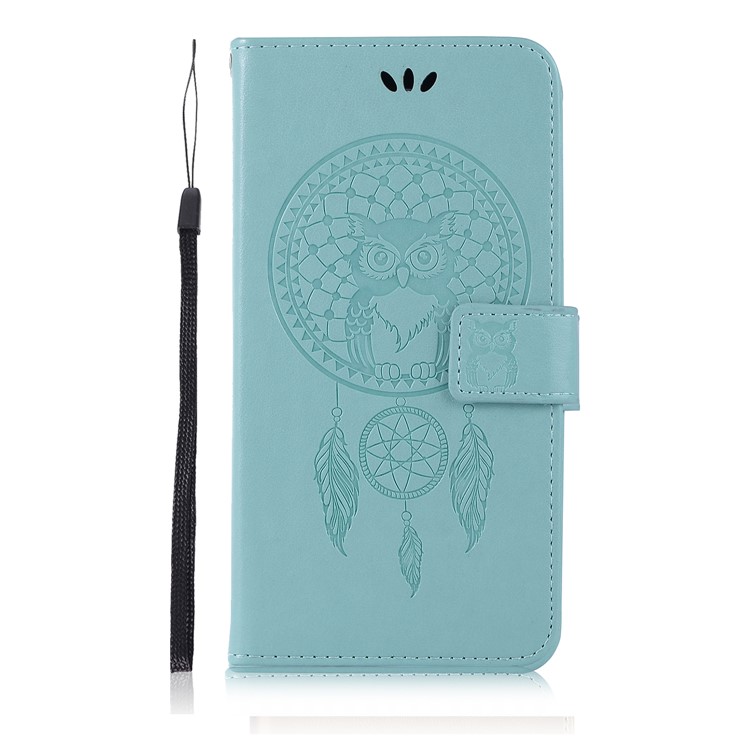 Imprint Dream Catcher Owl Leather Wallet Stand Cover for LG Stylo 5 - Green-2