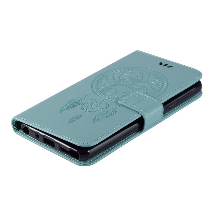 Imprint Dream Catcher Owl Leather Wallet Stand Cover for LG Stylo 5 - Green-7