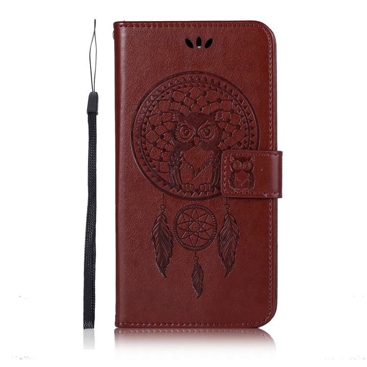 Housse De Support De Portefeuille En Cuir De Hibou En Cuir Dream Catcher Pour LG Stylo 5 - Marron-2