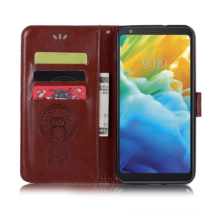 Housse De Support De Portefeuille En Cuir De Hibou En Cuir Dream Catcher Pour LG Stylo 5 - Marron-4
