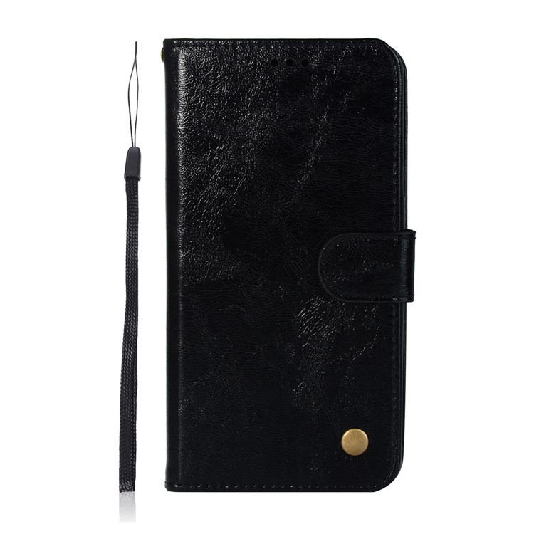 Premium Vintage Leather Wallet Case for LG Stylo 5 - Black-2