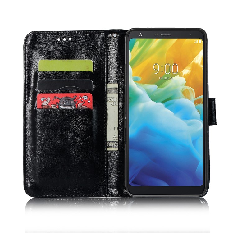 Premium Vintage Leather Wallet Case for LG Stylo 5 - Black-4