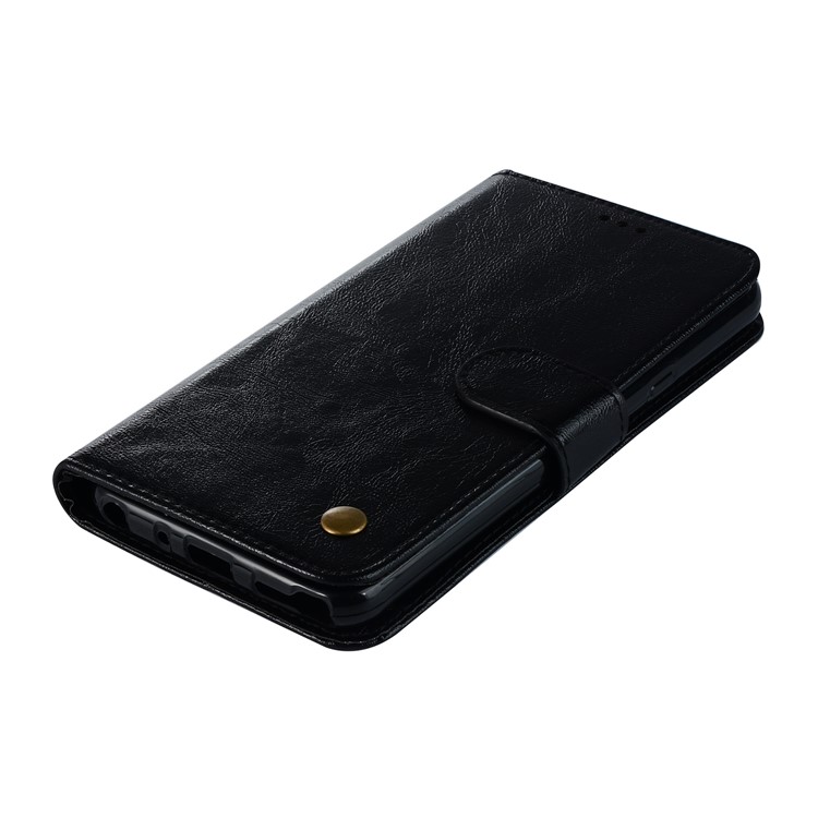 Premium Vintage Leather Wallet Case for LG Stylo 5 - Black-7