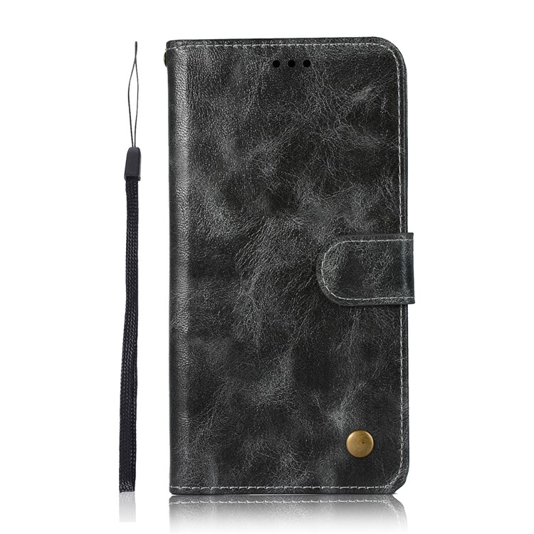 Premium Vintage Leather Wallet Case for LG Stylo 5 - Grey-2