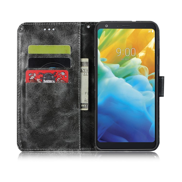 Premium Vintage Leather Wallet Case for LG Stylo 5 - Grey-4