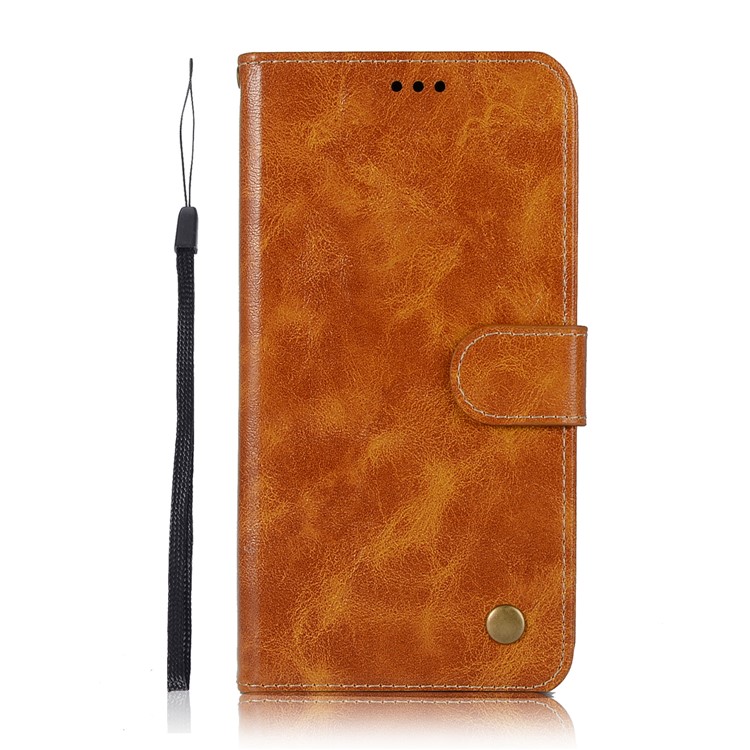 Premium Vintage Leather Wallet Case for LG Stylo 5 - Brown-2