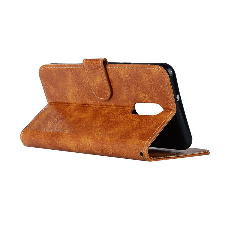Premium Vintage Leather Wallet Case for LG Stylo 5 - Brown-5