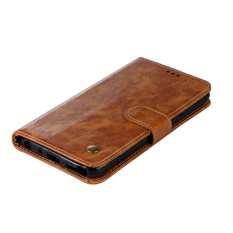 Premium Vintage Leather Wallet Case for LG Stylo 5 - Brown-7