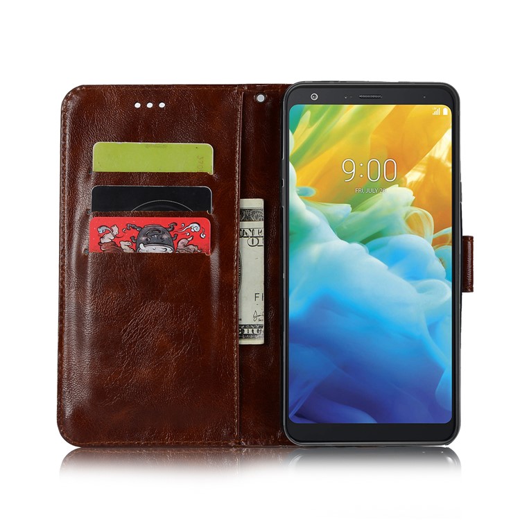 Premium Vintage Leather Wallet Case for LG Stylo 5 - Coffee-4