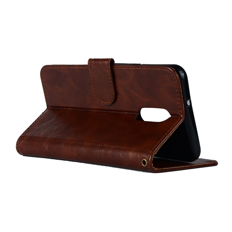 Premium Vintage Leather Wallet Case for LG Stylo 5 - Coffee-5