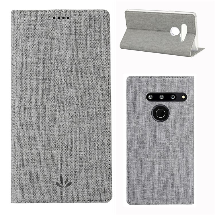 Custodia Portadocumenti VILI DMX Cross Texture In Pelle Per LG G8 Slimq - Grigio-1
