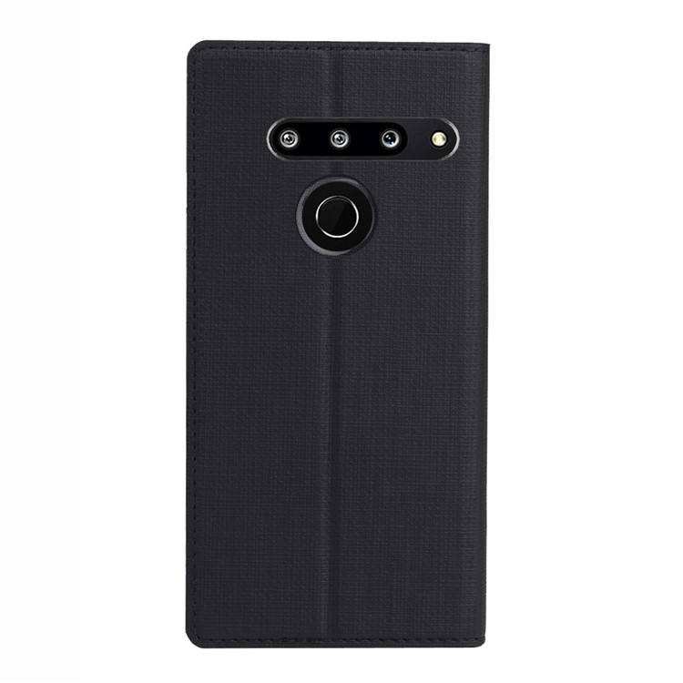 VILI DMX Cross Texture Stand Leather Card Holder Case for LG G8 ThinQ - Black-3