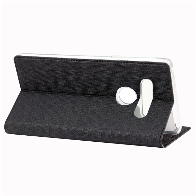 VILI DMX Cross Texture Stand Leather Card Holder Case for LG G8 ThinQ - Black-5