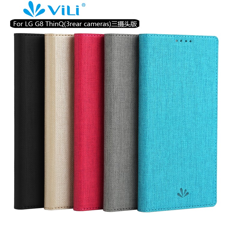 VILI DMX Cross Texture Stand Leather Card Holder Case for LG G8 ThinQ - Black-7