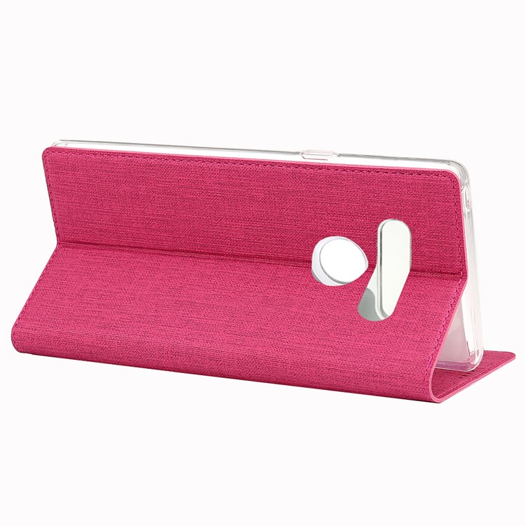 VILI DMX Cross Texture Stand Leather Card Holder Case for LG G8 ThinQ - Rose-5