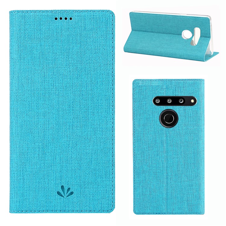 Custodia Portadocumenti VILI DMX Cross Texture In Pelle Per LG G8 Slimq - Blu-1
