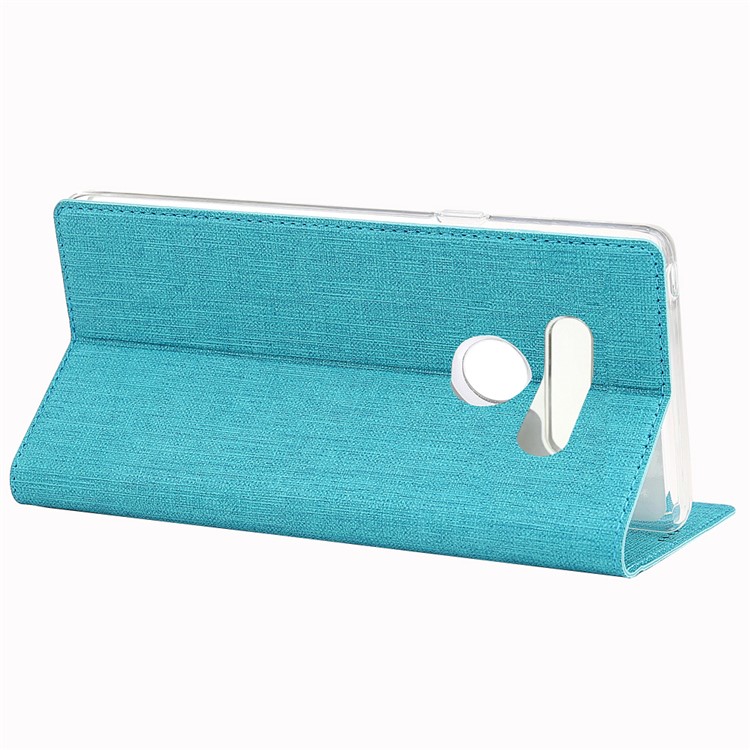 Custodia Portadocumenti VILI DMX Cross Texture In Pelle Per LG G8 Slimq - Blu-5