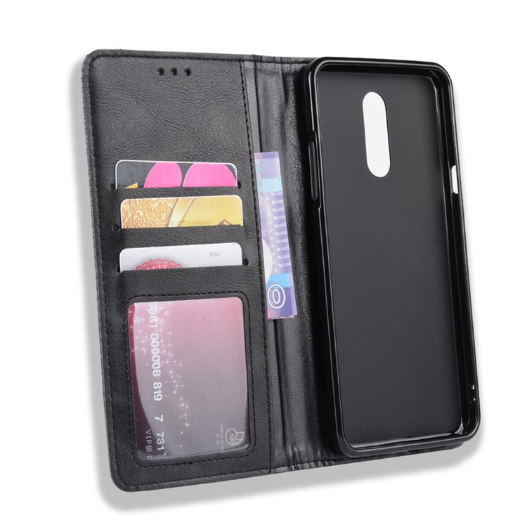 Vintage Style Leather Wallet Case for LG Stylo 5 - Black-3