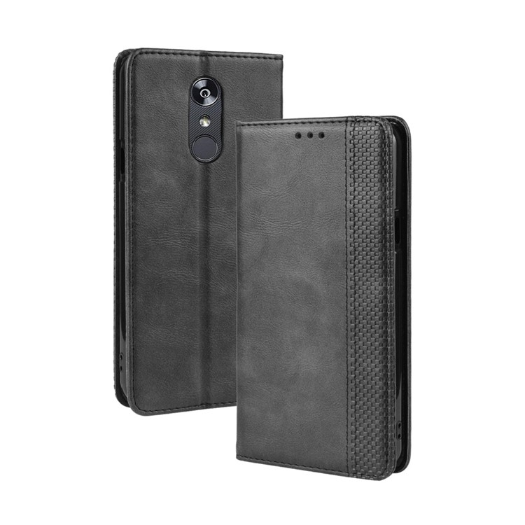 Vintage Style Leather Wallet Case for LG Stylo 5 - Black-7