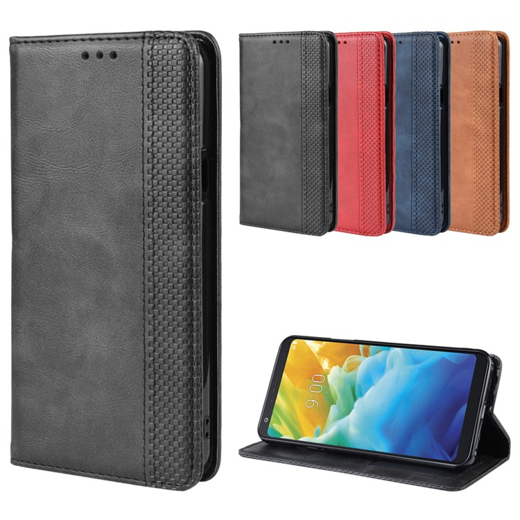Vintage Style Leather Wallet Case for LG Stylo 5 - Black-9