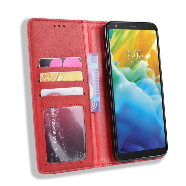 Vintage Style Leather Wallet Case for LG Stylo 5 - Red-4