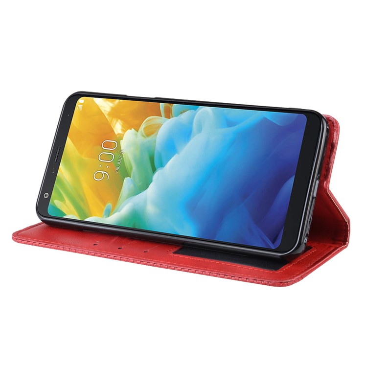 Vintage Style Leather Wallet Case for LG Stylo 5 - Red-5