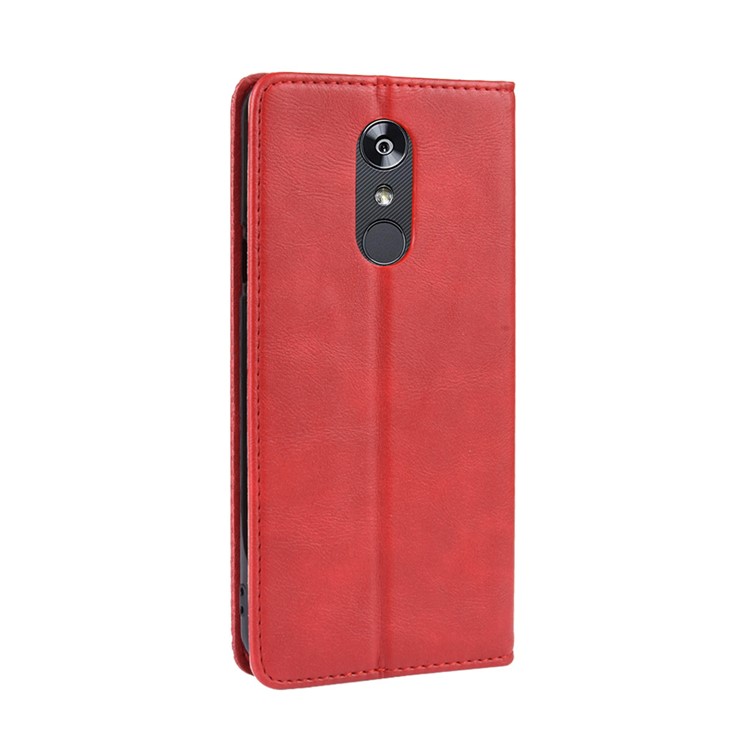 Vintage Style Leather Wallet Case for LG Stylo 5 - Red-6