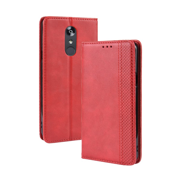 Vintage Style Leather Wallet Case for LG Stylo 5 - Red-7