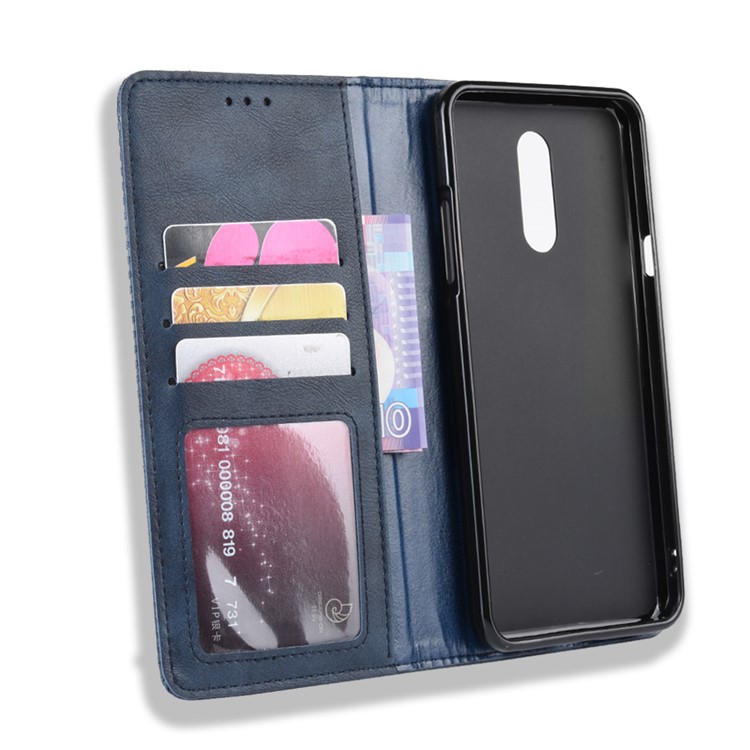 Etui Portefeuille En Cuir De Style Vintage Pour LG Stylo 5 - Bleu-3