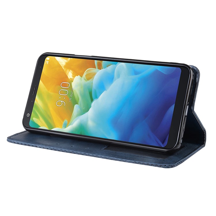 Etui Portefeuille En Cuir De Style Vintage Pour LG Stylo 5 - Bleu-5