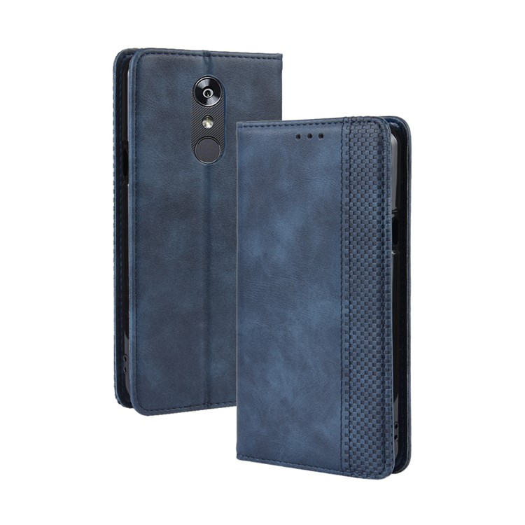 Etui Portefeuille En Cuir De Style Vintage Pour LG Stylo 5 - Bleu-7