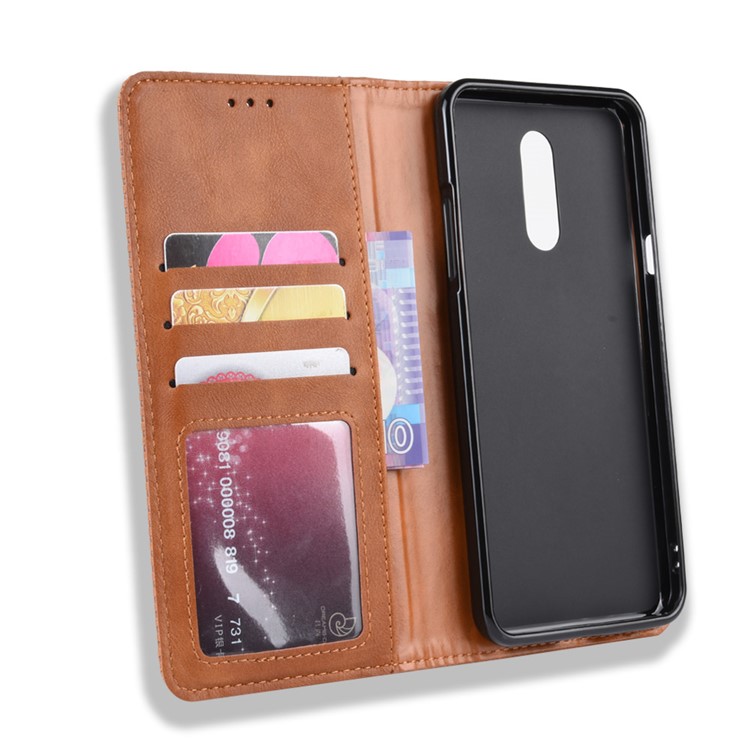 Vintage Style Leather Wallet Case for LG Stylo 5 - Brown-3