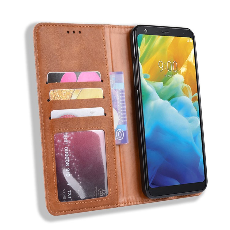 Vintage Style Leather Wallet Case for LG Stylo 5 - Brown-4