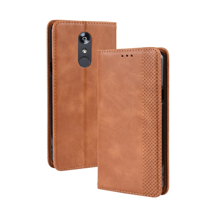 Vintage Style Leather Wallet Case for LG Stylo 5 - Brown-7