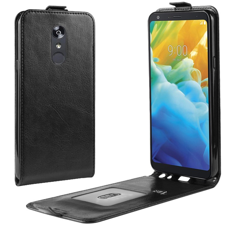 Estuche De Cuero Vertical De Crazy Horse Con Ranura Para Tarjeta Para LG Stylo 5 - Negro-1