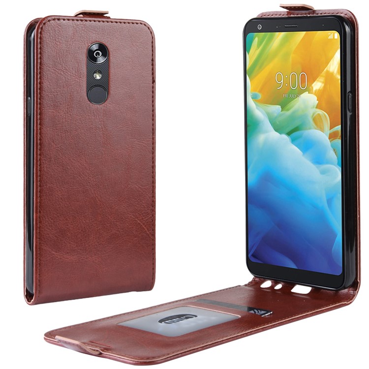 Crazy Horse Vertical Leather Case with Card Slot for LG Stylo 5 - Brown-1