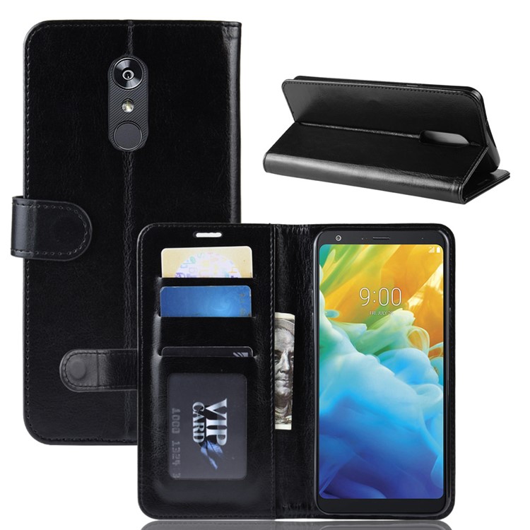 Crazy Horse Wallet Leather Stand Case for LG Stylo 5 - Black-2