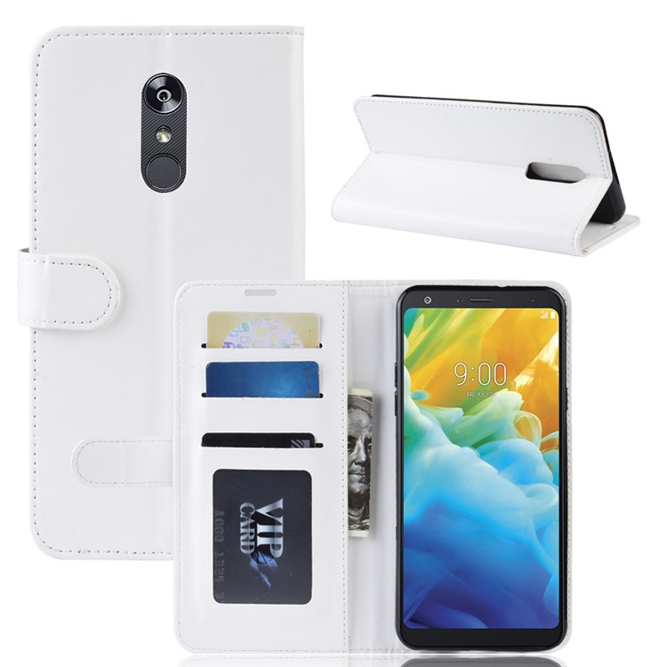 Crazy Horse Wallet Leather Stand Case for LG Stylo 5 - White-2
