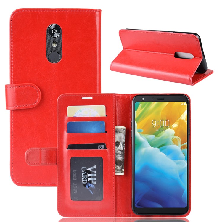 Crazy Horse Wallet Leather Stand Case for LG Stylo 5 - Red-2