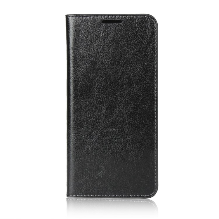 Crazy Horse Genuine Leather Wallet Stand Case for LG V40 ThinQ - Black-2