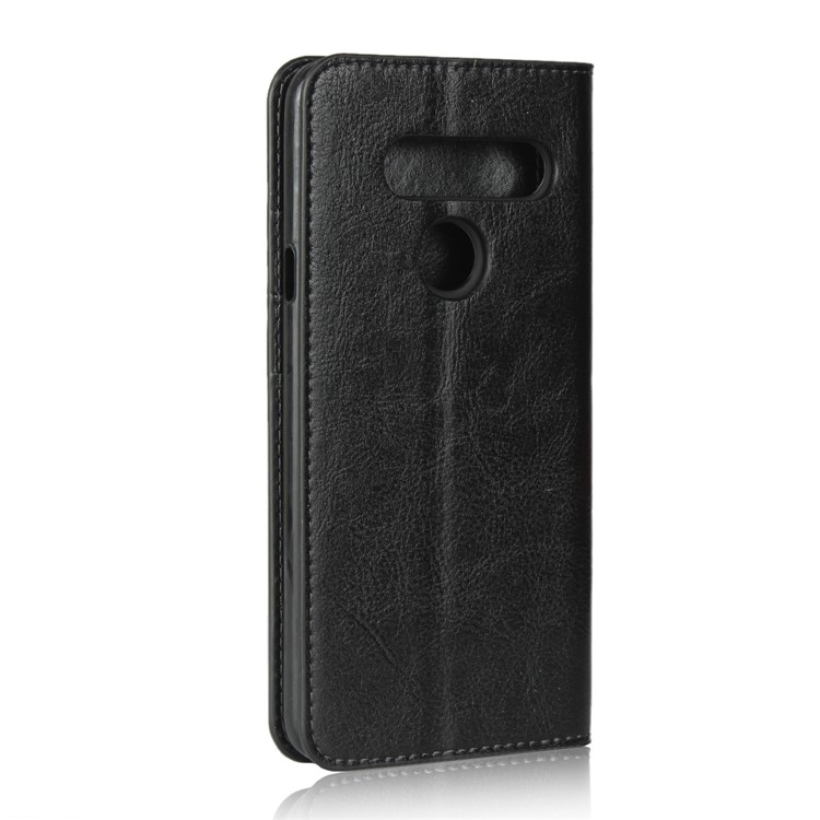 Crazy Horse Genuine Leather Wallet Stand Case for LG V40 ThinQ - Black-3