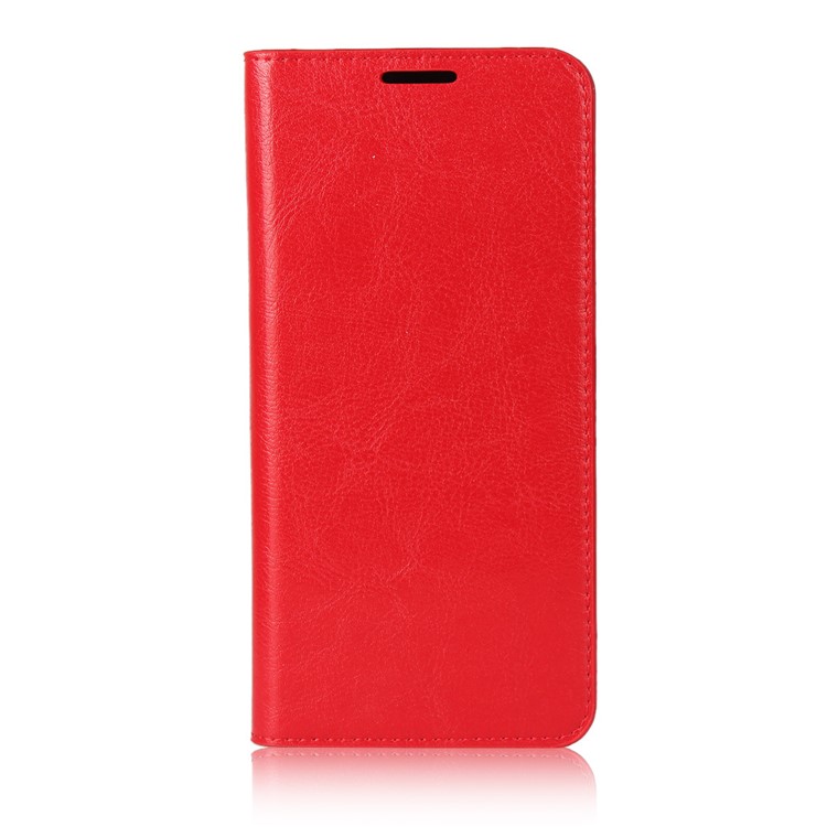 Crazy Horse Genuine Leather Wallet Stand Case for LG V40 ThinQ - Red-2
