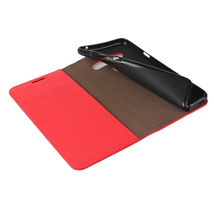 Crazy Horse Genuine Leather Wallet Stand Case for LG V40 ThinQ - Red-6