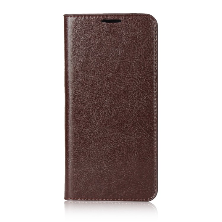 Crazy Horse Genuine Leather Wallet Stand Case for LG V40 ThinQ - Coffee-2