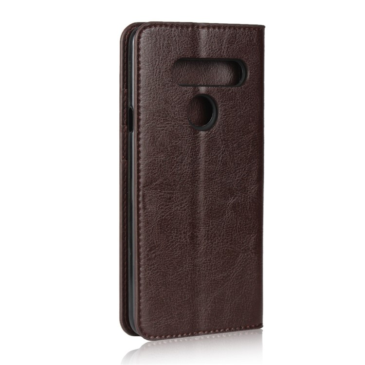 Crazy Horse Genuine Leather Wallet Stand Case for LG V40 ThinQ - Coffee-3
