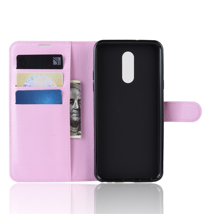 Litchi Skin Wallet Leather Stand Casing for LG Stylo 5 - Pink-3