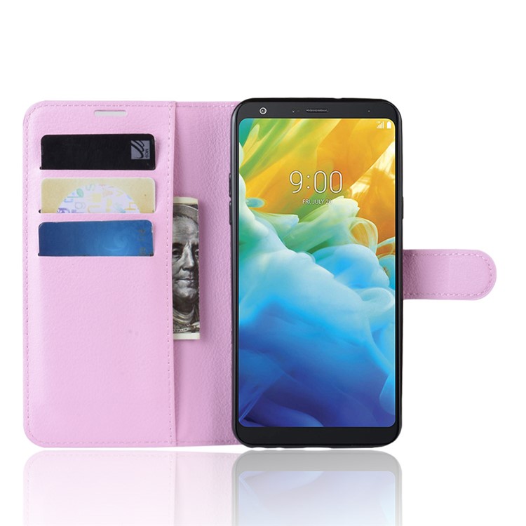 Litchi Skin Wallet Leather Stand Casing for LG Stylo 5 - Pink-4