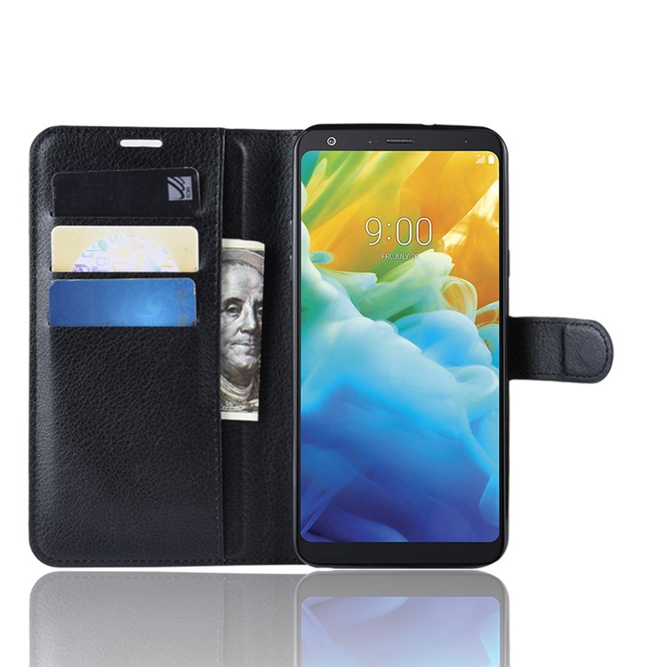 Кожаный Чехол-подставка Из Кожи Личи Для LG Stylo 5 - Черный-4
