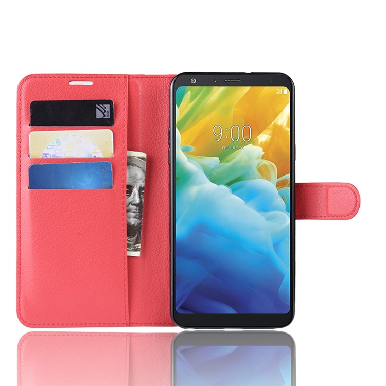 Litchi Skin Wallet Leather Stand Casing for LG Stylo 5 - Red-4