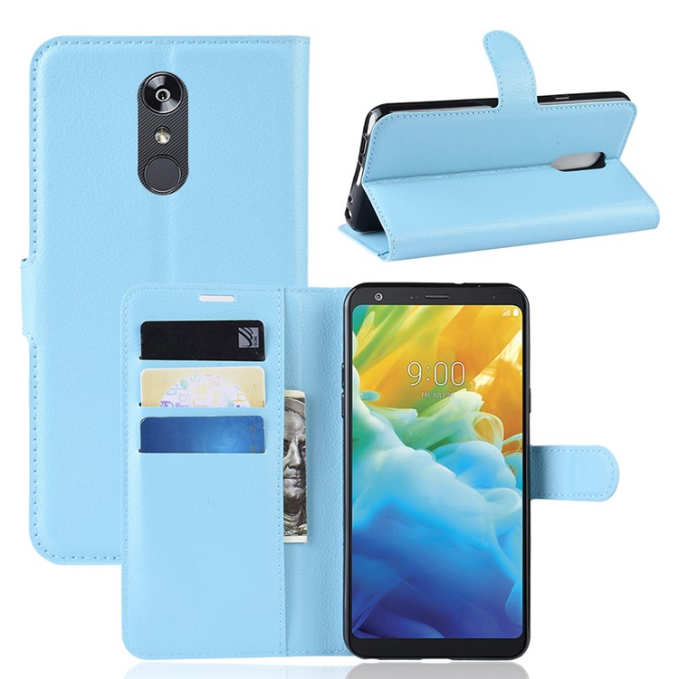 Litchi Skin Wallet Leather Stand Casing for LG Stylo 5 - Baby Blue-1